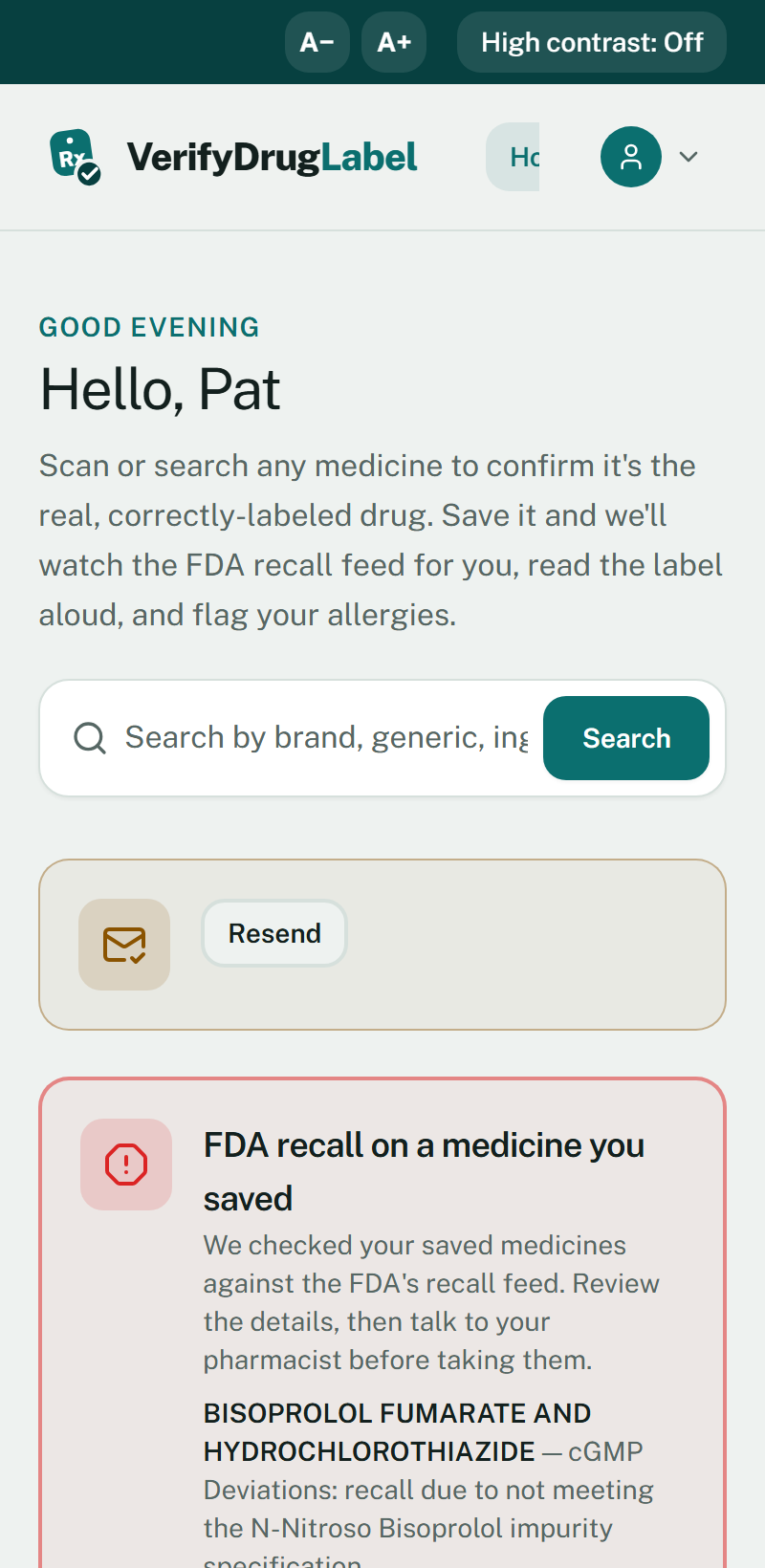 VerifyDrugLabel — We watch for recalls so you don't have to